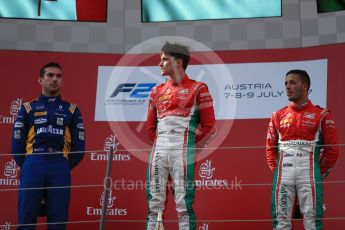 World © Octane Photographic Ltd. Formula 1 - Austria Grand Prix - Saturday - FIA Formula 2 Race 1. Charles Leclerc - PREMA Racing, Nicholas Latifi - DAMS and Antonio Fuoco - PREMA Racing. Red Bull Ring, Spielberg, Austria. Saturday 8th July 2017. Digital Ref: 1863LB1D3279