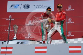 World © Octane Photographic Ltd. Formula 1 - Austria Grand Prix - Saturday - FIA Formula 2 Race 1. Charles Leclerc - PREMA Racing, Nicholas Latifi - DAMS and Antonio Fuoco - PREMA Racing. Red Bull Ring, Spielberg, Austria. Saturday 8th July 2017. Digital Ref: 1863LB1D3338