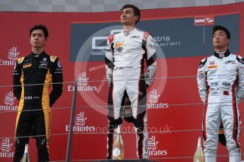 World © Octane Photographic Ltd. Formula 1 - Austria Grand Prix - Saturday - GP3 Race 1. George Russell - ART Grand Prix, Jack Aitken - ART Grand Prix and Nirei Fukuzumi - ART Grand Prix. Red Bull Ring, Spielberg, Austria. Saturday 8th July 2017. Digital Ref: 1870LB1D3561