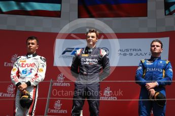 World © Octane Photographic Ltd. Austria Grand Prix - Sunday - FIA Formula 2 - Race 2. Artem Markelov - Russian Time, Alexandre Albon - ART Grand Prix and Oliver Rowland - DAMS. Red Bull Ring, Spielberg, Austria. Sunday 9th July 2017. Digital Ref: 1872LB1D4198