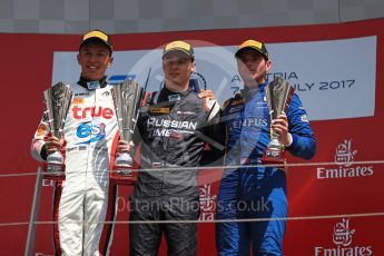 World © Octane Photographic Ltd. Austria Grand Prix - Sunday - FIA Formula 2 - Race 2. Artem Markelov - Russian Time, Alexandre Albon - ART Grand Prix and Oliver Rowland - DAMS. Red Bull Ring, Spielberg, Austria. Sunday 9th July 2017. Digital Ref: 1872LB1D4334