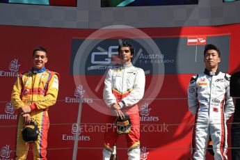 World © Octane Photographic Ltd. GP3 - Race 2. Raoul Hyman - Campos Racing, Guiliano Alsei – Trident and Nirei Fukuzumi - ART Grand Prix. Red Bull Ring, Spielberg, Austria. Sunday 9th July 2017. Digital Ref: 1871LB1D3914