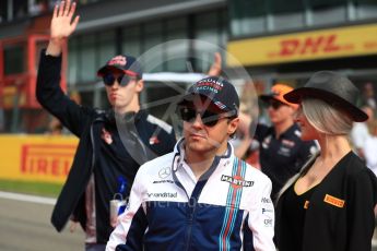 World © Octane Photographic Ltd. Formula 1 - Belgian Grand Prix - Drivers’ Parade. Felipe Massa - Williams Martini Racing FW40. Circuit de Spa Francorchamps, Belgium. Sunday 27th August 2017. Digital Ref:1932LB1D8175