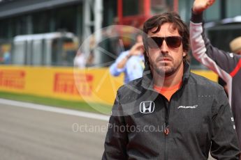 World © Octane Photographic Ltd. Formula 1 - Belgian Grand Prix - Drivers’ Parade. Fernando Alonso - McLaren Honda MCL32. Circuit de Francorchamps, Belgium. Sunday 27th August 2017. Digital Ref:1932LB1D8193