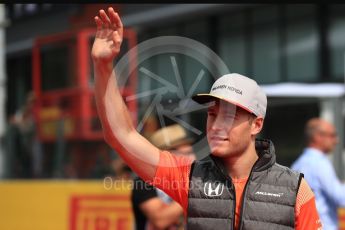 World © Octane Photographic Ltd. Formula 1 - Belgian Grand Prix - Drivers’ Parade. Stoffel Vandoorne - McLaren Honda MCL32. Circuit de Francorchamps, Belgium. Sunday 27th August 2017. Digital Ref:1932LB1D8209