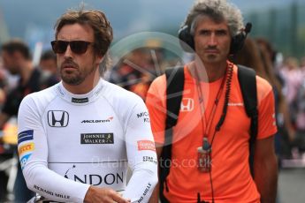 World © Octane Photographic Ltd. Formula 1 - Belgian Grand Prix - Grid. Fernando Alonso - McLaren Honda MCL32. Circuit de Francorchamps, Belgium. Sunday 27th August 2017. Digital Ref:1932LB1D8343