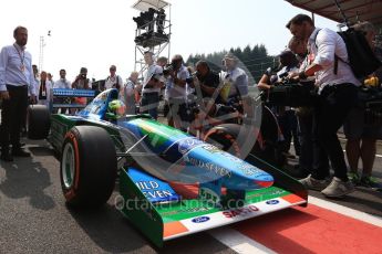 World © Octane Photographic Ltd. Formula 1 - Belgian Grand Prix - Sunday Demo Laps. Mick Schumacher driving his father's (Michael Schumacher) 1st championship winning Benetton Ford B194 on the 25th Anniversary of his 1st win. Circuit de Francorchamps, Belgium. Sunday 27th August 2017. Digital Ref:1932LB2D7126