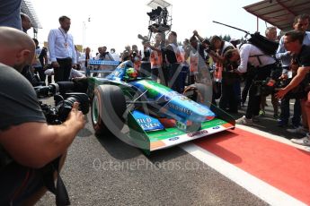 World © Octane Photographic Ltd. Formula 1 - Belgian Grand Prix - Sunday Demo Laps. Mick Schumacher driving his father's (Michael Schumacher) 1st championship winning Benetton Ford B194 on the 25th Anniversary of his 1st win. Circuit de Francorchamps, Belgium. Sunday 27th August 2017. Digital Ref:1932LB2D7136