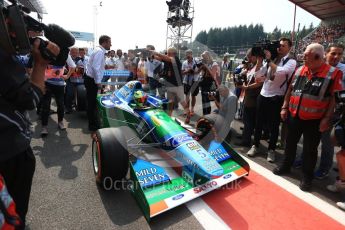 World © Octane Photographic Ltd. Formula 1 - Belgian Grand Prix - Sunday Demo Laps. Mick Schumacher driving his father's (Michael Schumacher) 1st championship winning Benetton Ford B194 on the 25th Anniversary of his 1st win. Circuit de Francorchamps, Belgium. Sunday 27th August 2017. Digital Ref:1932LB2D7143