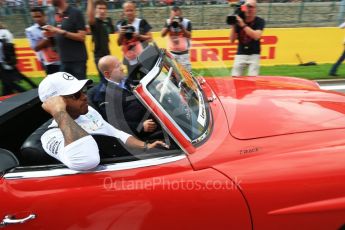 World © Octane Photographic Ltd. Formula 1 - Belgian Grand Prix - Drivers’ Parade. Lewis Hamilton - Mercedes AMG Petronas F1 W08 EQ Energy+. Circuit de Spa Francorchamps, Belgium. Sunday 27th August 2017. Digital Ref:1932LB2D7181