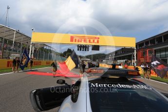 World © Octane Photographic Ltd. Formula 1 - Belgian Grand Prix- Grid. Mercedes AMG-GTs Safety Car at the front of the grid. Circuit de Spa Francorchamps, Belgium. Sunday 27th August 2017. Digital Ref: 1932LB2D7191