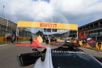 World © Octane Photographic Ltd. Formula 1 - Belgian Grand Prix- Grid. Mercedes AMG-GTs Safety Car at the front of the grid. Circuit de Spa Francorchamps, Belgium. Sunday 27th August 2017. Digital Ref: 1932LB2D7195