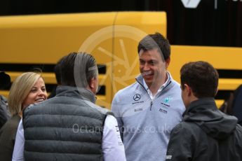 World © Octane Photographic Ltd. Formula 1 - Belgian Grand Prix- Paddock. Toto Wolff - Executive Director & Head of Mercedes-Benz Motorsport with wife Susie Wolff. Circuit de Spa Francorchamps, Belgium. Saturday 26th August 2017. Digital Ref: 1921LB2D6425