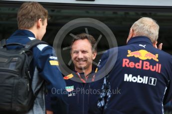World © Octane Photographic Ltd. Formula 1 - Belgian Grand Prix - Friday - Paddock. Christian Horner - Team Principal of Red Bull Racing, Daniil Kvyat - Scuderia Toro Rosso STR12 and Helmut Marko - advisor to the Red Bull GmbH Formula One Teams and head of Red Bull's driver development program. Circuit de Spa Francorchamps, Belgium. Saturday 26th August 2017. Digital Ref: 1921LB2D6459