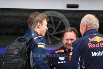 World © Octane Photographic Ltd. Formula 1 - Belgian Grand Prix - Friday - Paddock. Christian Horner - Team Principal of Red Bull Racing, Daniil Kvyat - Scuderia Toro Rosso STR12 and Helmut Marko - advisor to the Red Bull GmbH Formula One Teams and head of Red Bull's driver development program. Circuit de Spa Francorchamps, Belgium. Saturday 26th August 2017. Digital Ref: 1921LB2D6463