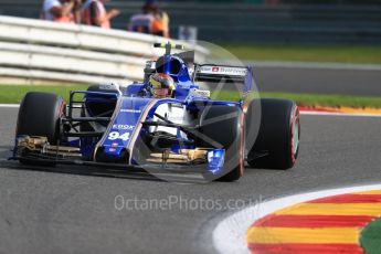 World © Octane Photographic Ltd. Formula 1 - Belgian Grand Prix - Friday - Practice 1. Pascal Wehrlein – Sauber F1 Team C36. Circuit de Francorchamps, Belgium. Friday 25th August 2017. Digital Ref:1922LB1D4805