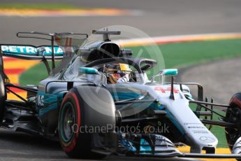 World © Octane Photographic Ltd. Formula 1 - Belgian Grand Prix - Friday - Practice 1. Lewis Hamilton - Mercedes AMG Petronas F1 W08 EQ Energy+ with Halo. Circuit de Spa Francorchamps, Belgium. Friday 25th August 2017. Digital Ref:1922LB1D4847