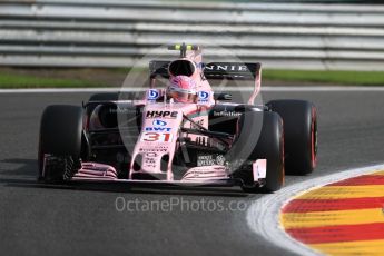 World © Octane Photographic Ltd. Formula 1 - Belgian Grand Prix - Friday - Practice 1. Esteban Ocon - Sahara Force India VJM10. Circuit de Spa Francorchamps, Belgium. Friday 25th August 2017. Digital Ref:1922LB1D4996