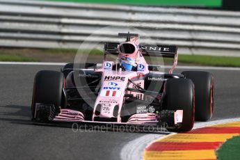 World © Octane Photographic Ltd. Formula 1 - Belgian Grand Prix - Friday - Practice 1. Sergio Perez - Sahara Force India VJM10. Circuit de Spa Francorchamps, Belgium. Friday 25th August 2017. Digital Ref:1922LB1D5106