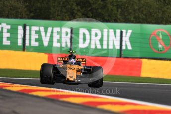 World © Octane Photographic Ltd. Formula 1 - Belgian Grand Prix - Friday - Practice 1. Jolyon Palmer - Renault Sport F1 Team R.S.17. Circuit de Francorchamps, Belgium. Friday 25th August 2017. Digital Ref:1922LB1D5243