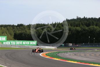 World © Octane Photographic Ltd. Formula 1 - Belgian Grand Prix - Friday - Practice 1. Fernando Alonso - McLaren Honda MCL32 and Daniel Ricciardo - Red Bull Racing RB13. Circuit de Francorchamps, Belgium. Friday 25th August 2017. Digital Ref:1922LB2D5732