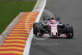 World © Octane Photographic Ltd. Formula 1 - Belgian Grand Prix - Friday - Practice 2. Esteban Ocon - Sahara Force India VJM10. Circuit de Spa Francorchamps, Belgium. Friday 25th August 2017. Digital Ref: 1924LB1D5557