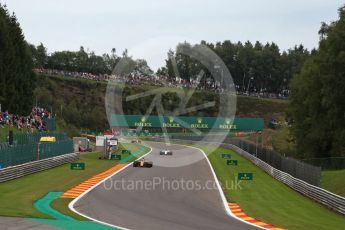 World © Octane Photographic Ltd. Formula 1 - Belgian Grand Prix - Friday - Practice 2. Nico Hulkenberg - Renault Sport F1 Team R.S.17, Lance Stroll - Williams Martini Racing FW40 and Kimi Raikkonen - Scuderia Ferrari SF70H. Circuit de Francorchamps, Belgium. Friday 25th August 2017. Digital Ref: 1924LB2D6180