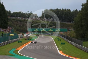 World © Octane Photographic Ltd. Formula 1 - Belgian Grand Prix - Friday - Practice 2. Esteban Ocon - Sahara Force India VJM10 and Lance Stroll - Williams Martini Racing FW40. Circuit de Spa Francorchamps, Belgium. Friday 25th August 2017. Digital Ref: 1924LB2D6356