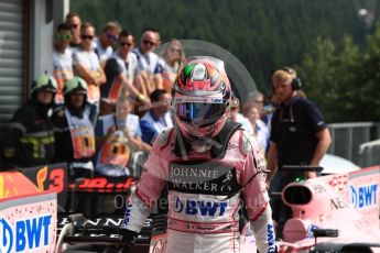 World © Octane Photographic Ltd. Formula 1 - Belgian Grand Prix - Qualifying. Sergio Perez - Sahara Force India VJM10. Circuit de Spa Francorchamps, Belgium. Saturday 26th August 2017. Digital Ref:1929LB1D7055