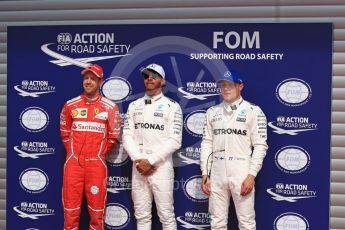World © Octane Photographic Ltd. Formula 1 - Belgian Grand Prix - Qualifying. Lewis Hamilton - Mercedes AMG Petronas F1 W08 EQ Energy+ (Pole), Sebastian Vettel - Scuderia Ferrari SF70H (2nd) and Valtteri Bottas - Mercedes AMG Petronas F1 W08 EQ Energy+ (3rd). Circuit de Spa Francorchamps, Belgium. Saturday 26th August 2017. Digital Ref:1929LB1D7135