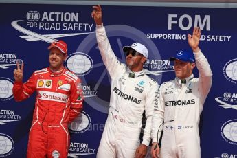 World © Octane Photographic Ltd. Formula 1 - Belgian Grand Prix - Qualifying. Lewis Hamilton - Mercedes AMG Petronas F1 W08 EQ Energy+ (Pole), Sebastian Vettel - Scuderia Ferrari SF70H (2nd) and Valtteri Bottas - Mercedes AMG Petronas F1 W08 EQ Energy+ (3rd). Circuit de Spa Francorchamps, Belgium. Saturday 26th August 2017. Digital Ref:1929LB1D7160