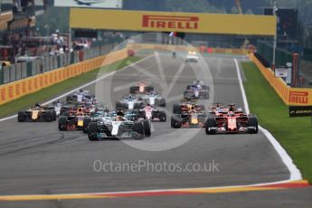 World © Octane Photographic Ltd. Formula 1 - Belgian Grand Prix - Race. Lewis Hamilton leaps the pack at the Race start. Circuit de Francorchamps, Belgium. Sunday 27th August 2017. Digital Ref:1933LB1D8520