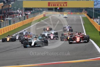 World © Octane Photographic Ltd. Formula 1 - Belgian Grand Prix - Race. Lewis Hamilton leaps the pack at the Race start. Circuit de Francorchamps, Belgium. Sunday 27th August 2017. Digital Ref:1933LB1D8523