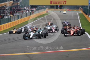 World © Octane Photographic Ltd. Formula 1 - Belgian Grand Prix - Race. Lewis Hamilton leaps the pack at the Race start. Circuit de Francorchamps, Belgium. Sunday 27th August 2017. Digital Ref:1933LB1D8525