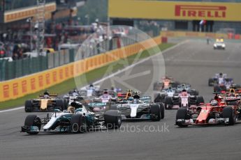 World © Octane Photographic Ltd. Formula 1 - Belgian Grand Prix - Race. Lewis Hamilton leaps the pack into La Source hairpin on lap 1. Circuit de Francorchamps, Belgium. Sunday 27th August 2017. Digital Ref:1933LB1D8529