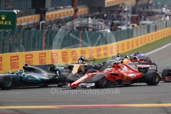 World © Octane Photographic Ltd. Formula 1 - Belgian Grand Prix - Race. Valtteri Bottas - Mercedes AMG Petronas F1 W08 EQ Energy+ and Kimi Raikkonen - Scuderia Ferrari SF70H. Circuit de Spa Francorchamps, Belgium. Sunday 27th August 2017. Digital Ref:1933LB1D8541