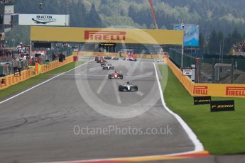 World © Octane Photographic Ltd. Formula 1 - Belgian Grand Prix - Race. Lewis Hamilton leaps Sebastian Vettel on lap 2. Circuit de Francorchamps, Belgium. Sunday 27th August 2017. Digital Ref:1933LB1D8567