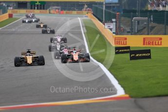 World © Octane Photographic Ltd. Formula 1 - Belgian Grand Prix - Race. Nico Hulkenberg - Renault Sport F1 Team R.S.17 and Fernando Alonso - McLaren Honda MCL32. Circuit de Francorchamps, Belgium. Sunday 27th August 2017. Digital Ref: 1933LB1D8623