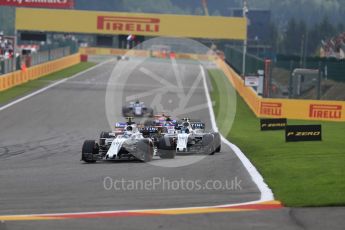 World © Octane Photographic Ltd. Formula 1 - Belgian Grand Prix - Race. Felipe Massa and lance Stroll - Williams Martini Racing FW40. Circuit de Spa Francorchamps, Belgium. Sunday 27th August 2017. Digital Ref: 1933LB1D8644