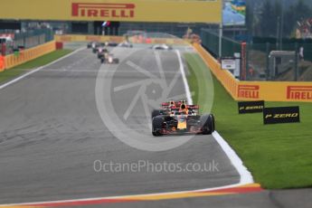 World © Octane Photographic Ltd. Formula 1 - Belgian Grand Prix - Race. Max Verstappen and Ricciardo - Red Bull Racing RB13. Circuit de Spa Francorchamps, Belgium. Sunday 27th August 2017. Digital Ref:1933LB1D8709