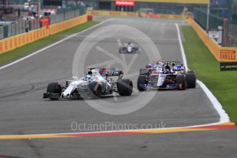 World © Octane Photographic Ltd. Formula 1 - Belgian Grand Prix - Race. Felipe Massa - Williams Martini Racing FW40 and Carlos Sainz - Scuderia Toro Rosso STR12. Circuit de Spa Francorchamps, Belgium. Sunday 27th August 2017. Digital Ref: 1933LB1D8743