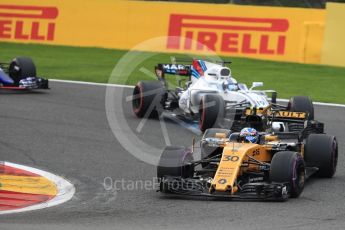 World © Octane Photographic Ltd. Formula 1 - Belgian Grand Prix - Race. Jolyon Palmer - Renault Sport F1 Team R.S.17 and Felipe Massa - Williams Martini Racing FW40. Circuit de Francorchamps, Belgium. Sunday 27th August 2017. Digital Ref:1933LB1D8838