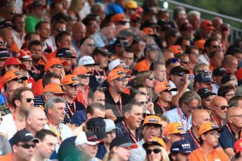 World © Octane Photographic Ltd. Formula 1 - Belgian Grand Prix - Race. Max Verstappen fans in the grandstands. Circuit de Spa Francorchamps, Belgium. Sunday 27th August 2017. Digital Ref:1933LB1D8846