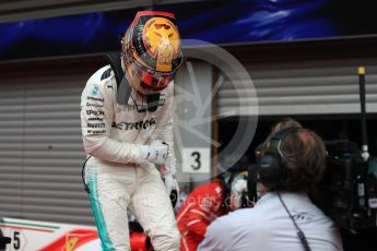 World © Octane Photographic Ltd. Formula 1 - Belgian Grand Prix - Parc Ferme. Lewis Hamilton - Mercedes AMG Petronas F1 W08 EQ Energy+. Circuit de Spa Francorchamps, Belgium. Sunday 27th August 2017. Digital Ref:1934LB1D9054