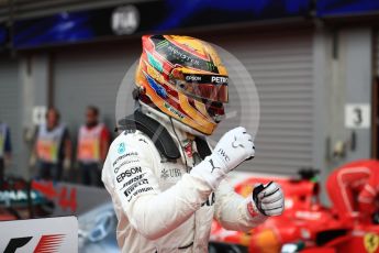 World © Octane Photographic Ltd. Formula 1 - Belgian Grand Prix - Parc Ferme. Lewis Hamilton - Mercedes AMG Petronas F1 W08 EQ Energy+. Circuit de Spa Francorchamps, Belgium. Sunday 27th August 2017. Digital Ref:1934LB1D9077