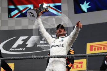 World © Octane Photographic Ltd. Formula 1 - Belgian Grand Prix - Podium. Lewis Hamilton - Mercedes AMG Petronas F1 W08 EQ Energy+. Circuit de Spa Francorchamps, Belgium. Sunday 27th August 2017. Digital Ref:1934LB1D9317