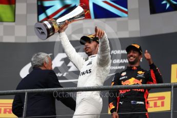 World © Octane Photographic Ltd. Formula 1 - Belgian Grand Prix - Podium. Lewis Hamilton - Mercedes AMG Petronas F1 W08 EQ Energy+. Circuit de Spa Francorchamps, Belgium. Sunday 27th August 2017. Digital Ref:1934LB1D9320