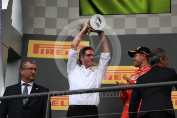 World © Octane Photographic Ltd. Formula 1 - Belgian Grand Prix - Podium. Mercedes AMG Petronas and Daniel Ricciardo (3rd) - Red Bull Racing RB13. Circuit de Spa Francorchamps, Belgium. Sunday 27th August 2017. Digital Ref:1934LB1D9338