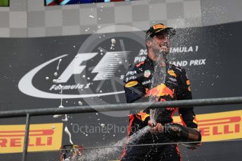 World © Octane Photographic Ltd. Formula 1 - Belgian Grand Prix - Podium. Daniel Ricciardo (3rd) - Red Bull Racing RB13. Circuit de Spa Francorchamps, Belgium. Sunday 27th August 2017. Digital Ref:1934LB1D9403