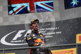 World © Octane Photographic Ltd. Formula 1 - Belgian Grand Prix - Podium. Daniel Ricciardo (3rd) - Red Bull Racing RB13. Circuit de Spa Francorchamps, Belgium. Sunday 27th August 2017. Digital Ref:1934LB1D9409